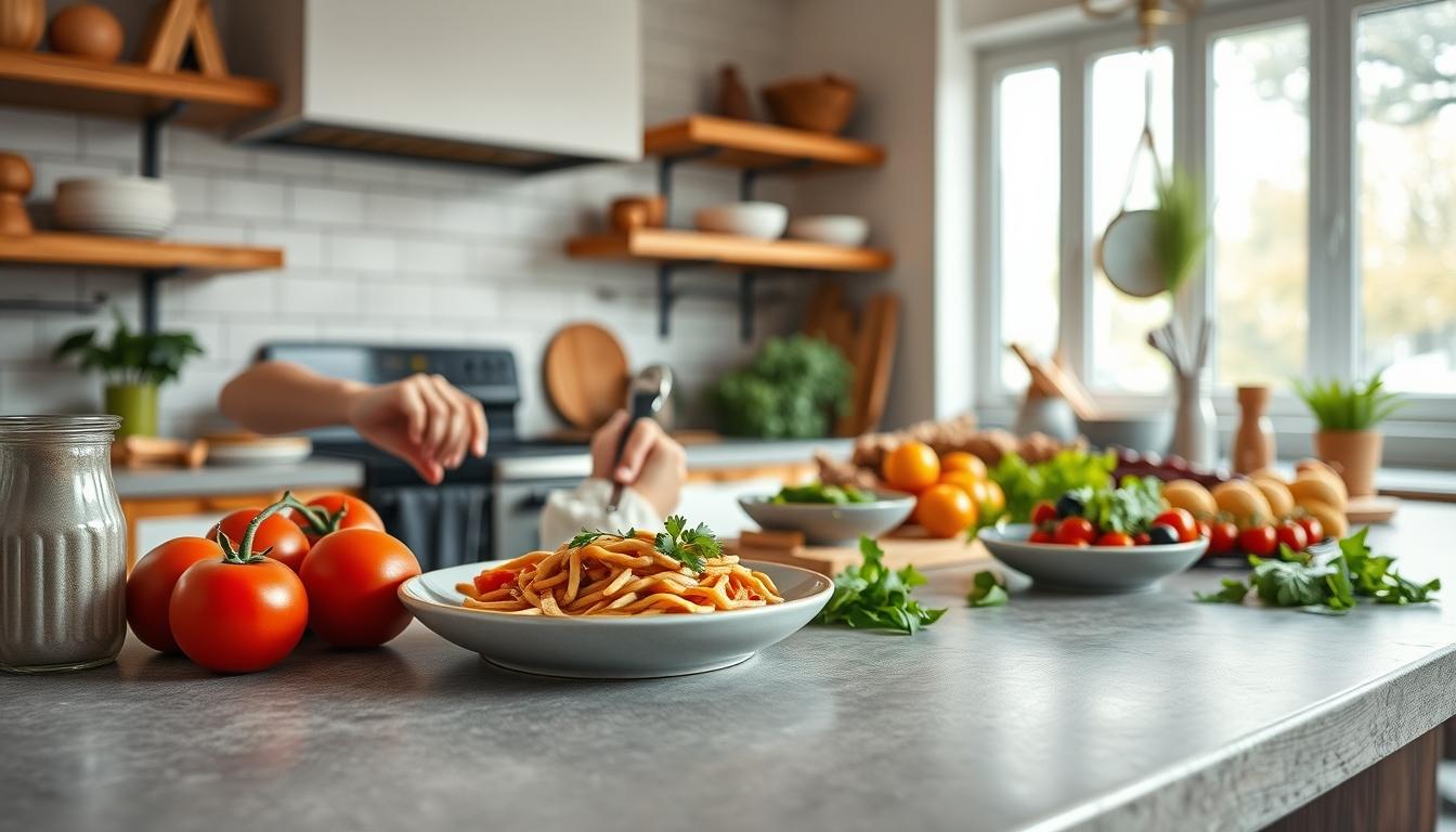 Home cook preparing ingredients in the kitchen